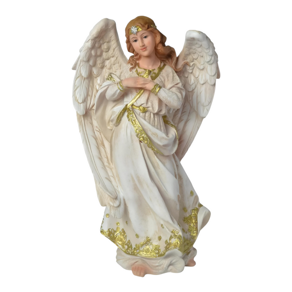 11 Piece Christmas Nativity Scene White & Gold Figurines Display Set- 30cm