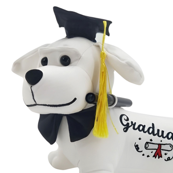 White Graduation Signature Message Lying Dog & Pen Set