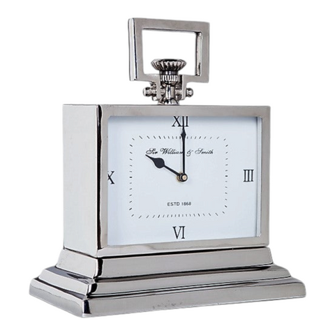 Shiny Silver Plated White Face Sir William & Smith Mantel Clock