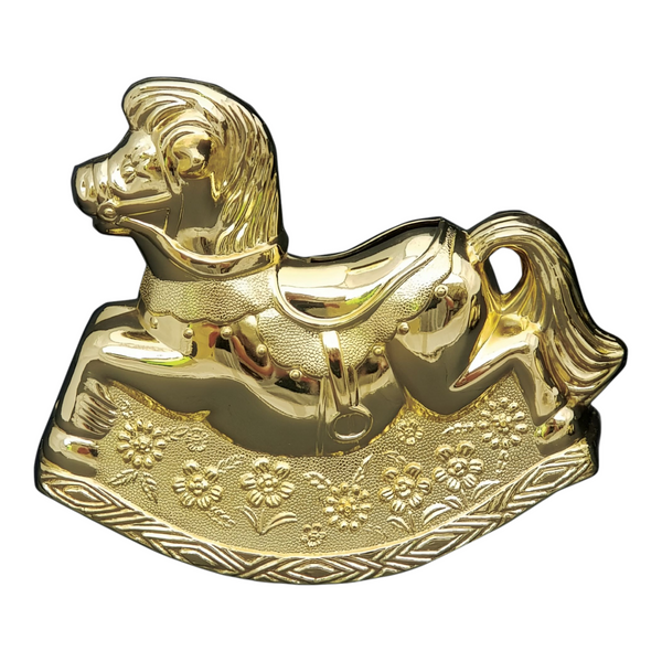 Children's Shiny Gold Plated Rocking Horse Money Box