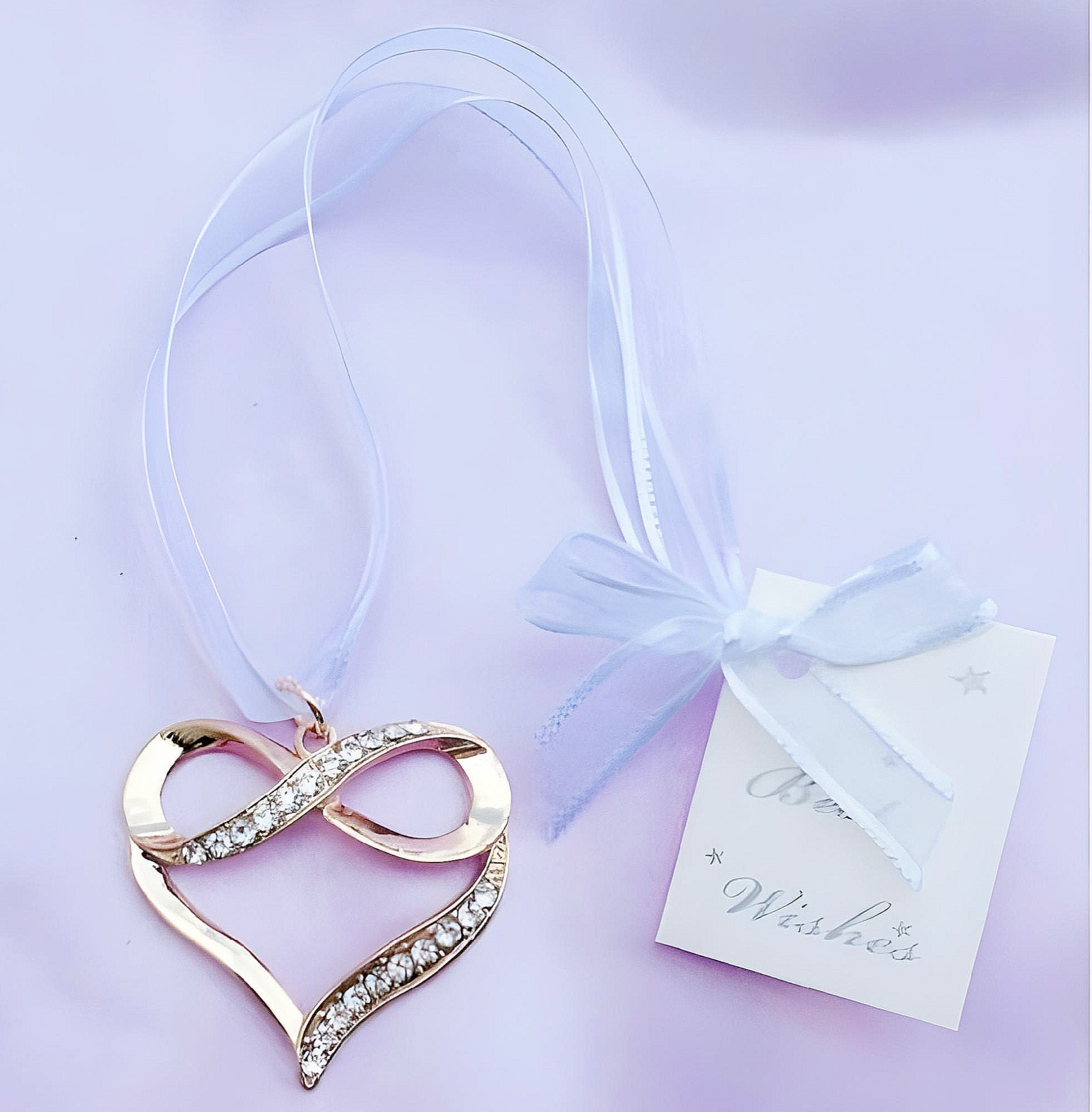 Gold Love Heart & Infinity with Crystal Diamantes Wedding Bridal Good Luck Charm
