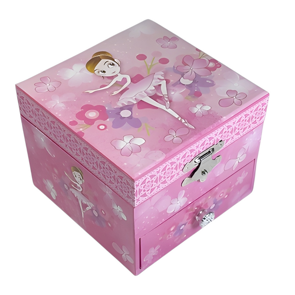 Girl's Pink Ballerina Musical Jewellery Box with Drawer