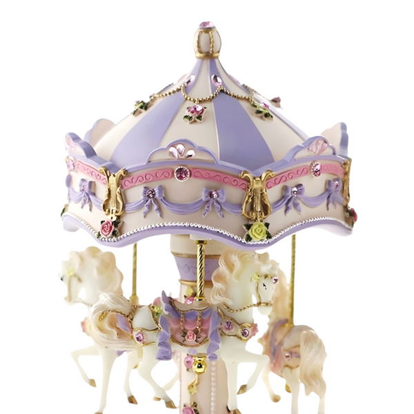 Children's Purple 3 Horse Rotating Musical Carousel Merry Go Round