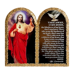 Catholic Sacred Heart Jesus Christ & Prayer Dual Ceramic Plaque
