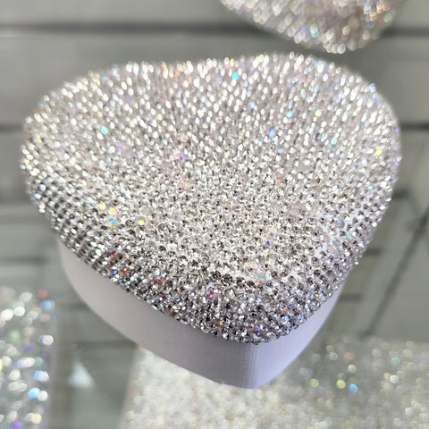 Heart Shape & Sparkling Crystal Diamantes on Lid Jewellery Box