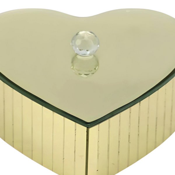 Gold Plated Heart Shaped Mirrored Jewellery Box