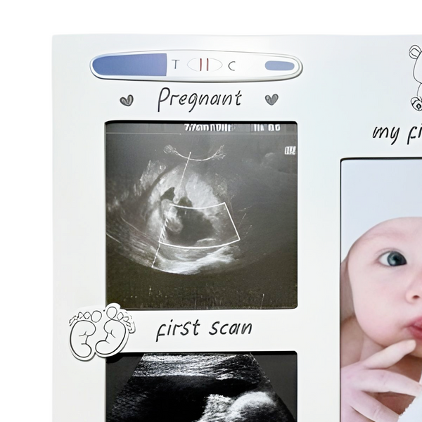 White Wooden Baby's First Ultrasound Sonogram Scan & First Photo  Multi Collage Frame