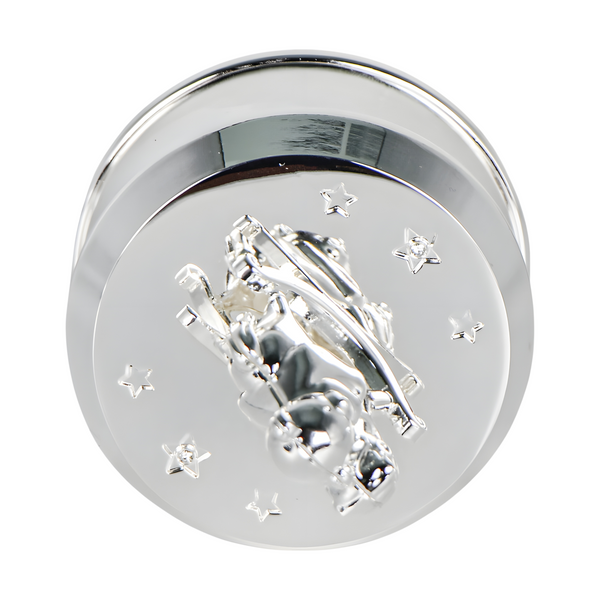 Children's Shiny Silver Plated Musical Teddy Bear & Stars Tabletop Ornament