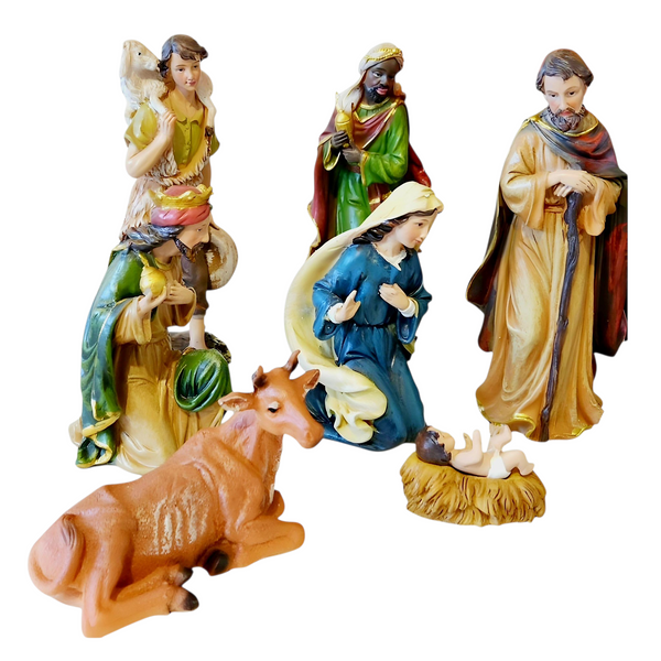 11 Piece Christmas Nativity Scene Colour Figurines Display Set- 20cm