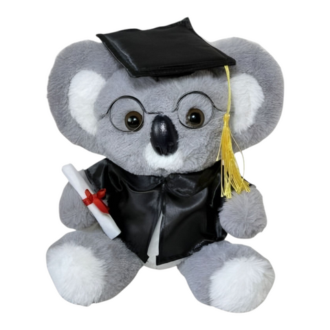 Grey Plush Graduation Koala Bear with Glasses