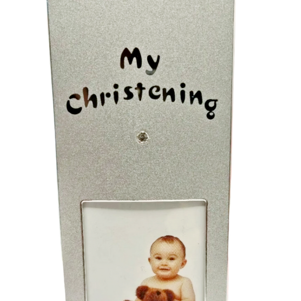 Mini Silver Plated & Diamante My Christening Photo Frame