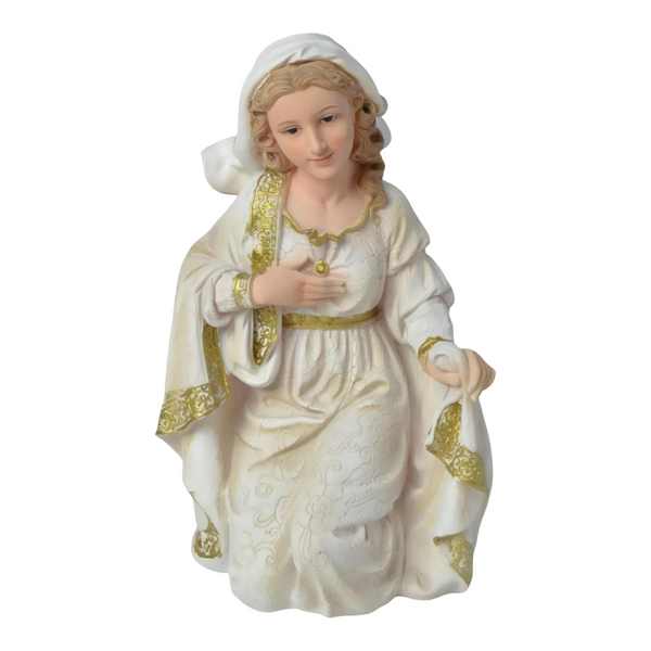 11 Piece Christmas Nativity Scene White & Gold Figurines Display Set- 30cm