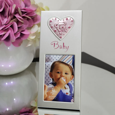 Set of 10 Mini Pink and Pearl Silver Bear Aluminium Photo Frame, Mini baby Pink and Pearl Silver Bear Photo Frames, Favours, Bomboniere, Gifts, Favour, Gift, baptism, christening, baby shower, frames, mini frames, baby frames, DIY