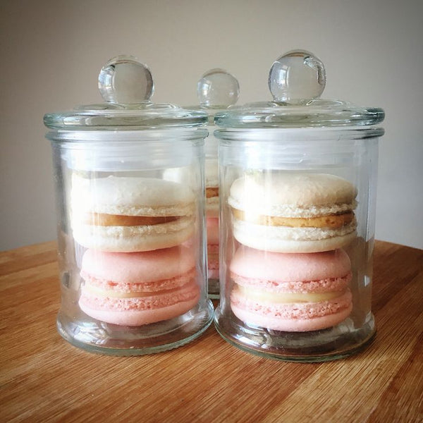 Clear Round DIY Glass Apothecary Jars with Lid Favours Gifts Bomboniere wedding baptism christening candle making macaroons candy lolly empty Small Glass Jars Candle Wedding Favour Bomboniere Lolly Dessert Jar 150ml WAX
