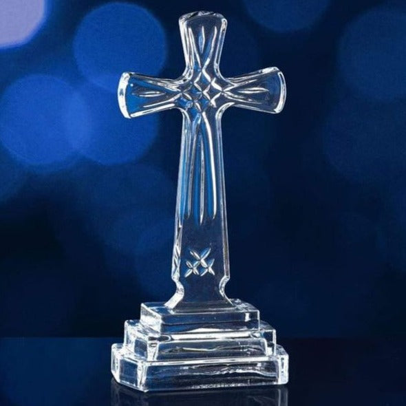 Elegant Clear Crystal Cut Glass Standing Holy Religious Cross