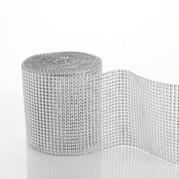 10 Meter Silver Diamante Crystal DIY Craft Rhinestone Sparkly Mesh Decoration Roll Wedding 10m Diamante Diamond Silver Crystal Rhinestone Sparkling Effect Mesh Ribbon