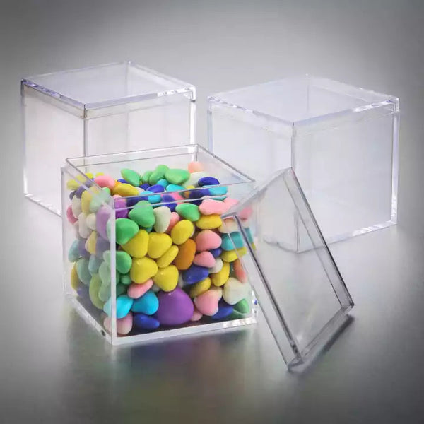 Set of 12 Clear Square Cube Acrylic Box Boxes with Lid- Wedding Christening Baptism DIY Favours Gifts Bomboniere Wedding Baptism Christening 6.5cm  6.5cmx6.5cm