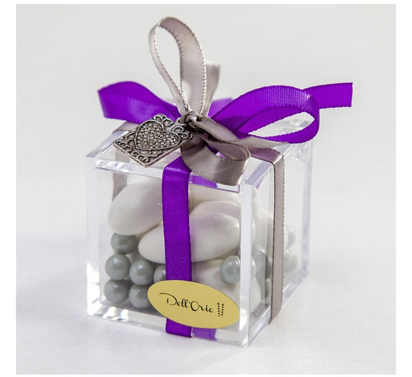 Set 12 Clear Square Cube Acrylic Perspex Fillable Favour Box & Hinged Lid- 4.5cm x 4.5cm