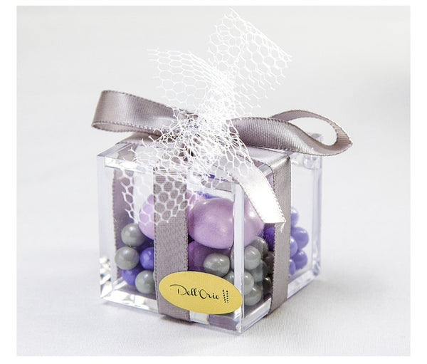 Set 12 Clear Square Cube Acrylic Perspex Fillable Favour Box & Hinged Lid- 4.5cm x 4.5cm