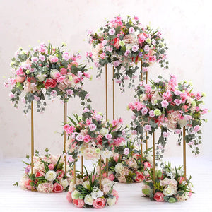 Set 4 Gold Metal Flowers Display Stands