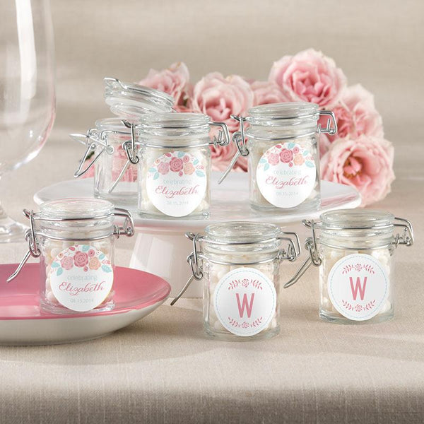 Set 12 Round Clear Glass Favour Jars with Clip Top Lids